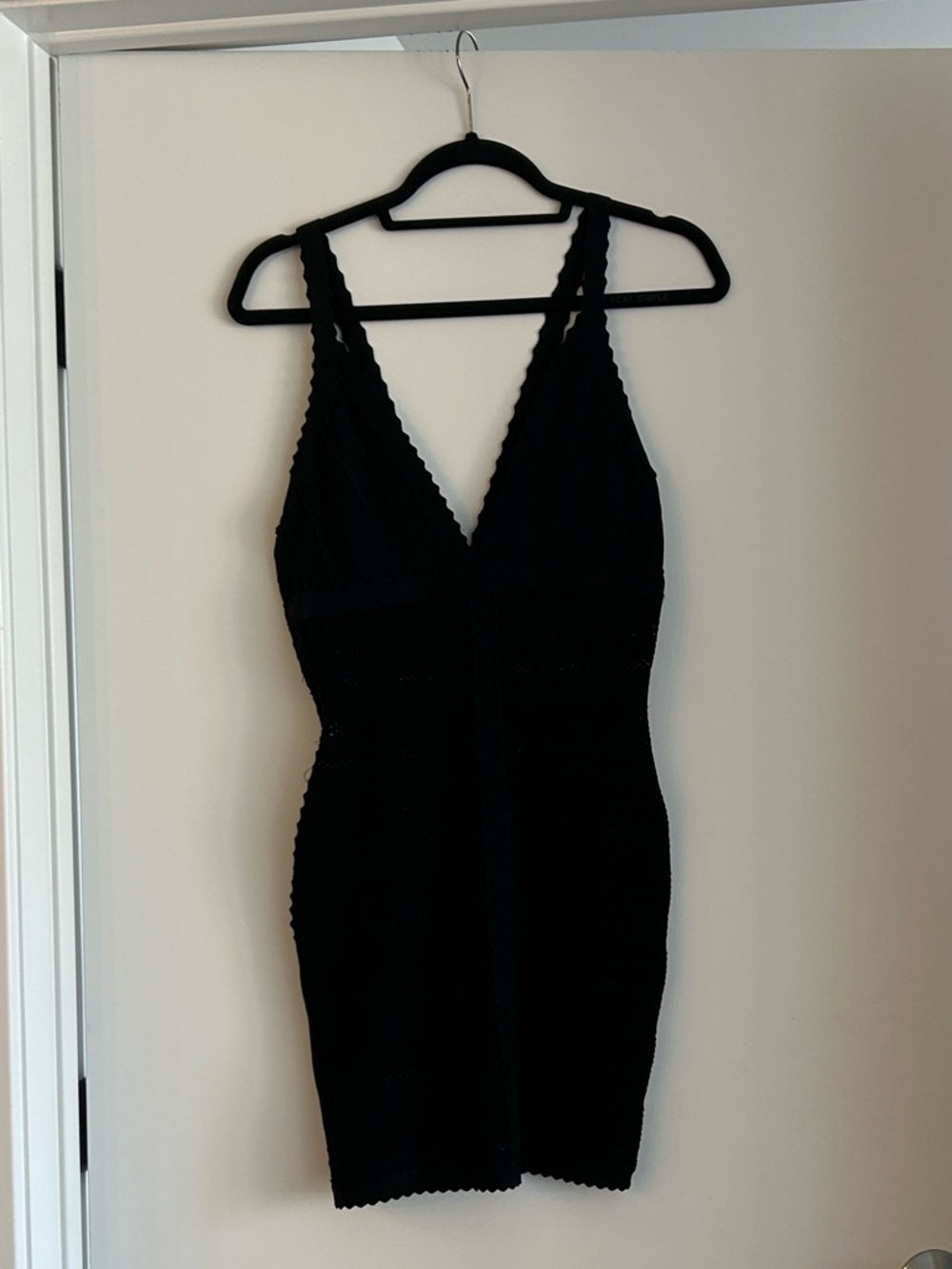 Herve Leger Black Dress - Sleek V-Neck Body-con